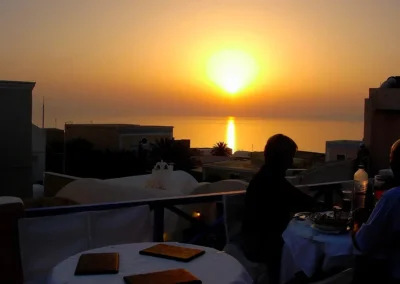 Amazing views at the restaurants in Santorini.