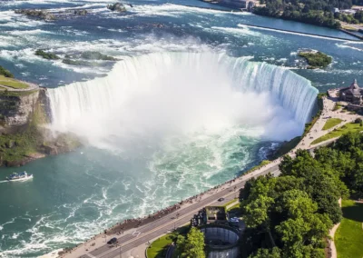 Niagara Falls is located on the border between Canada and the United States
