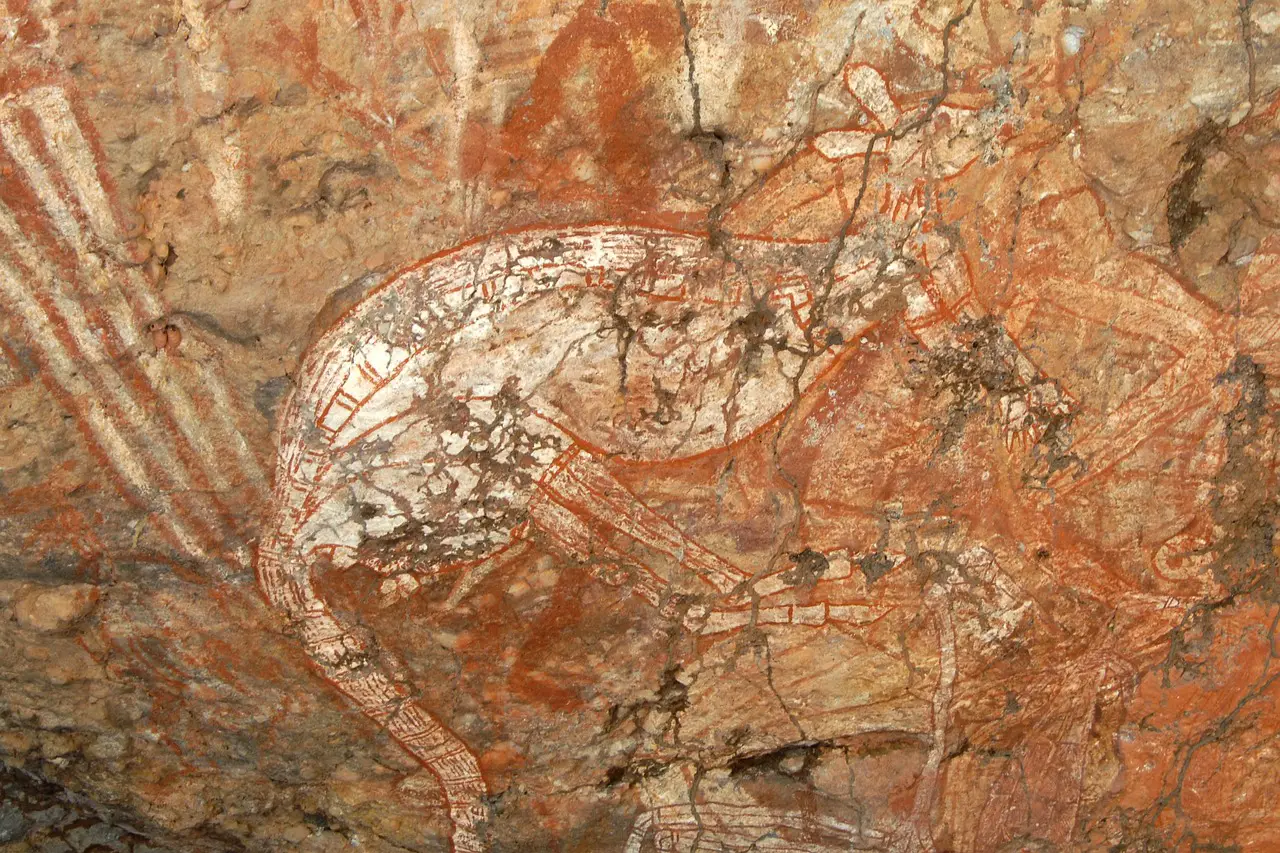 Kakadu National Park. prehistoric rock art.